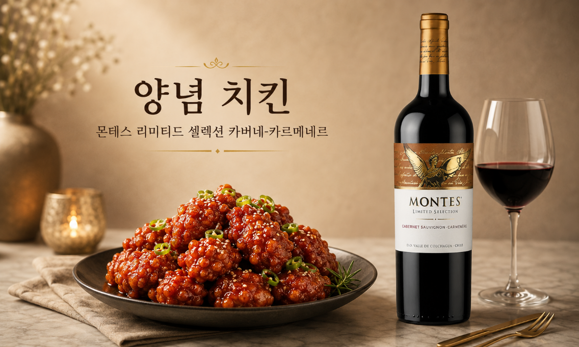 양념치킨과 몬테스 리미티드 셀렉션 카버네-카르메네르 페어링