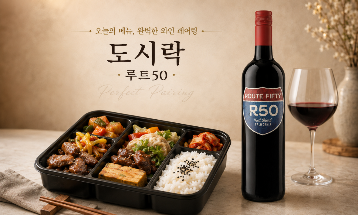편의점 도시락과 루트50 레드 블렌드